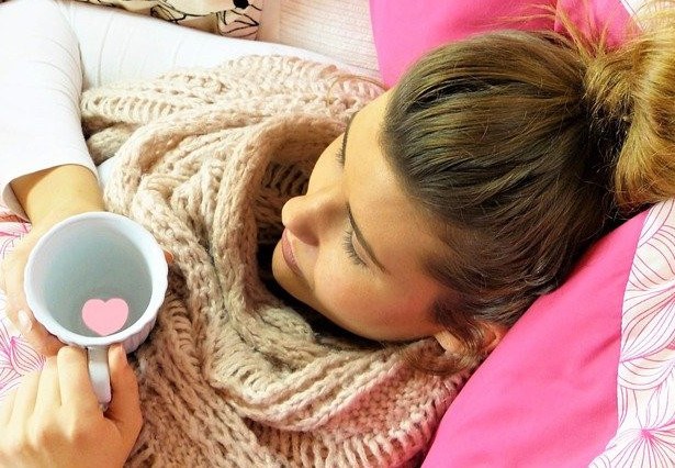 Women resting with cup of tea